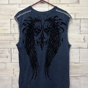 Raw State Sleeveless Blue tank top angel skull xl mens affliction inspired